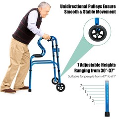 Ironmax Heavy-Duty Folding Wheeled Stand-Assist Walker Aluminum Alloy Blue