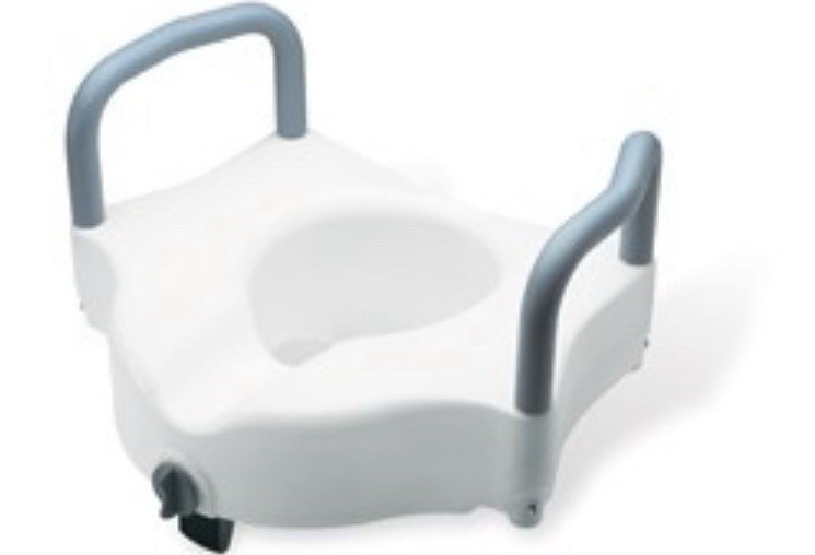 Midline Guardian Raised Toilet Seat W/Lock & Padded Arms 400 Ib Capacity NIB