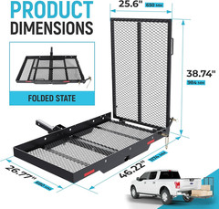 500lbs Wheelchair Hitch Carrier Mobility Electric Scooter Loading Ramp 2″ Hitch