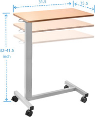 Heavy Duty Height Adjustable Overbed Bedside Table Movable with Wheels for Hospi