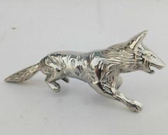 Vintage Brass Silver Head Fox Handle for Antique Designer Handle Walking Stick