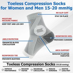 6Pairs Toeless Compression Neuropathy Socks for Women Men – 15-20 mmHg Medica…