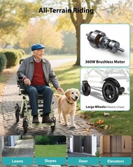 33lb Lightweight Electric Wheelchairs for Adults, 20 Mi & 360W Dual Motor, Cyan