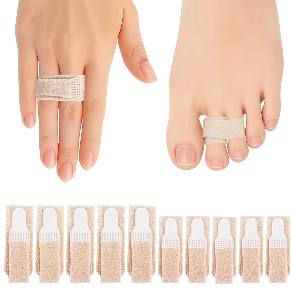 JFHNMLW 10 Pcs Buddy Tape Finger Straps, Hook and Loop Splint for Finger Budd…