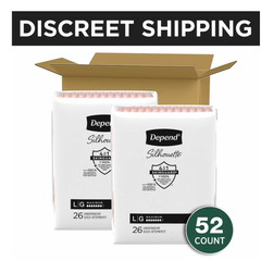 Depend Silhouette Women’s Incontinence Postpartum Bladder Leak Underwear, L,52ct