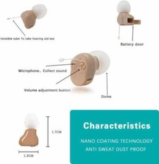 JINGHAO 1 Pair Hearing Mini Sound Amplifier Enhancer Battery Power US