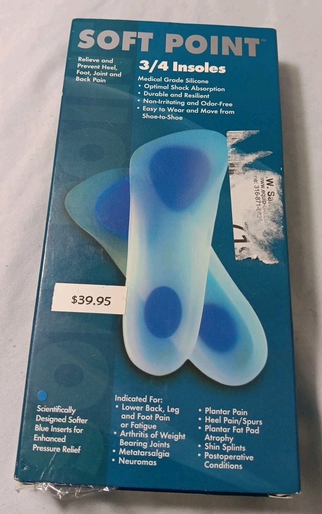 SOFT POINT- Pre-Molded Orthotic 3/4 Arch Support Insole Medical Grade Silicone