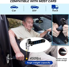 4pc Mobility Standalone Kit:Car Door Assist Handle for Elderly & Adjustable S…