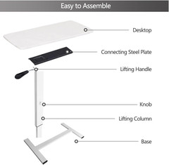 Adjustable Overbed Table with Wheels & USB Port for Home or Hospital Use