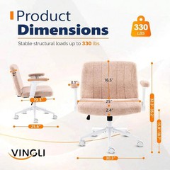 Criss Cross Chair Adjustable Flip-Up Arms Legged Wheels Extra Wide Office Cozy