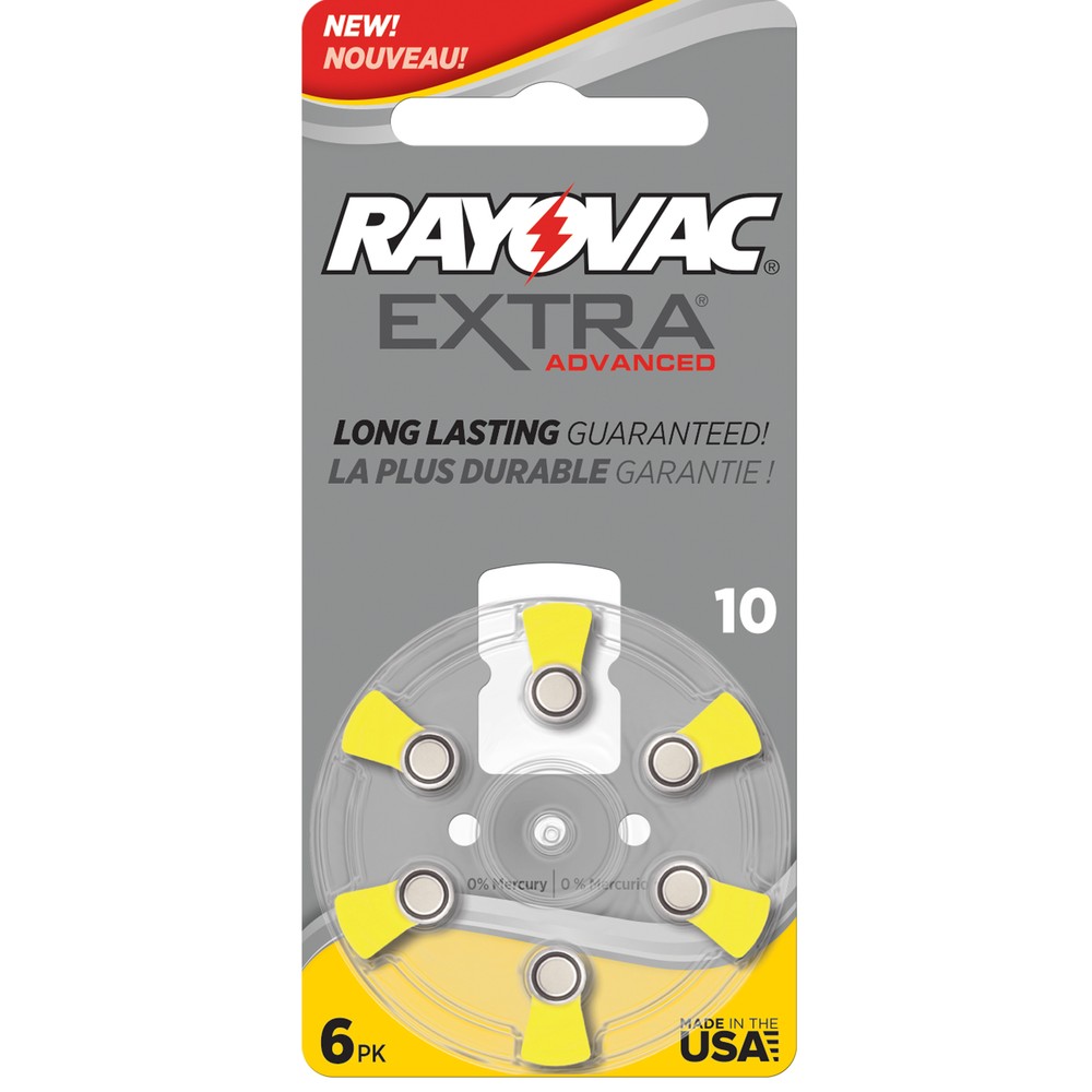 60 Rayovac Extra Advanced, size 10 Hearing Aid Battery (pack 60 pcs)