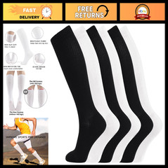 Cotton Compression Socks 15-20mmHg Knee High for Men & Women – 4/6 Pairs for Tra