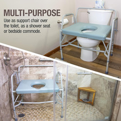 DMI Drop Arm Portable Toilet Commode, Extra-Wide Seat, 500 Pound Weight Capacity