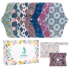 PHOGARY Reusable Menstrual Pads for Heavy Flow with Wet Bag, 7 Pieces Medium
