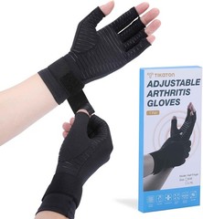 Tikaton Copper Infused Compression Arthritis Gloves with Wrist Strap for Hand Pa