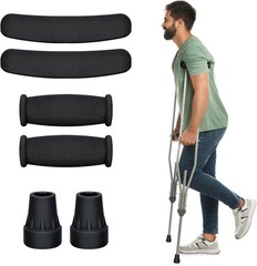 Crutch Pads, Padding for Walking Arm Crutches, Hand Grips and Feet Caps, Rubb…
