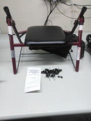 Medline 100RA Rollator Walker Burgundy Alloy Steel Foldable Adjustable Handles