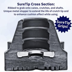 „2 Pack Universal Crutch & Cane Tips 3/4″“ 7/8″“ Heavy Duty Rubber Black“
