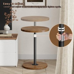 Asgolion Round Small Side Table Adjustable-Height Drink Table Pedestal Martini