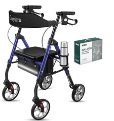 Cosydora HW-R402KD Rollator Walker with Seat, 15 lb Lightweight 8″ Wheels, Blue