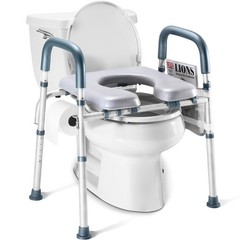 Adjustable Toilet Seat Riser for Seniors – Heavy Duty, Gray, Supports 400 lbs