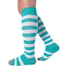 Doc Miller Open Toe Socks Leg Compression 15-20mmHg Recovery Varicose Veins TEAL