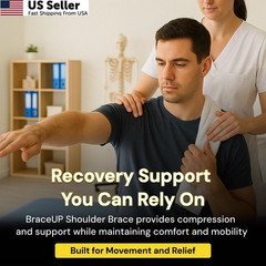 BraceUP Shoulder Brace with Adjustable Support and Ice Pad Pocket for Black