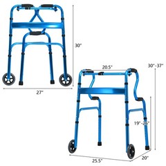 Ironmax Heavy-Duty Folding Wheeled Stand-Assist Walker Aluminum Alloy Blue