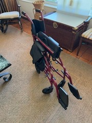 Lightweight Transport Wheelchair – Red