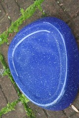 Vintage Blue speckled Porcelain Enamel Metal Bed Pan
