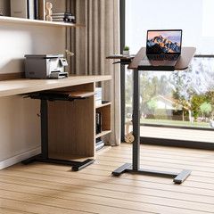 Adjustable Overbed Table with Tilting Top & Locking Wheels – Walnut Finish
