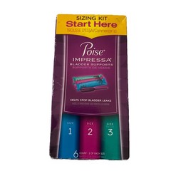 Poise Impressa Women’s Bladder Supports Sizing Kit Size 1-2-3 Disposable 6 Count