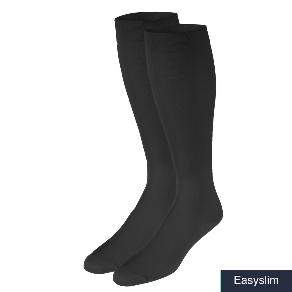 Compression Stockings Knee High Black Large 15-20 mmHg Nylon Blend
