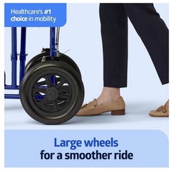 Medline 19×16″ Aluminum Transport Wheelchair Chair, Lg Rear Wheels- Blue, NEW