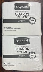 NEW Depend GUARDS FOR MEN Maximum 30x FRESH PROTECTION 104 Count 2 x 54 Packs