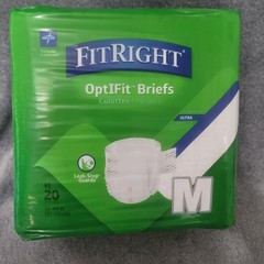 Medline FitRight M Unisex OptiFit Ultra Briefs w/Tabs Leak Stop Guard