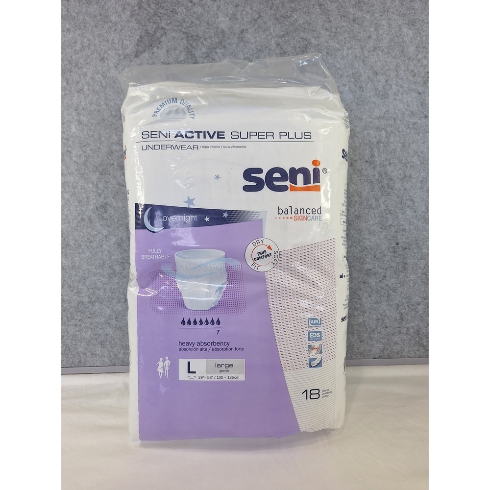 Seni Active Super Plus Large Overnight Underwear Heavy Absorbency 18 Count L