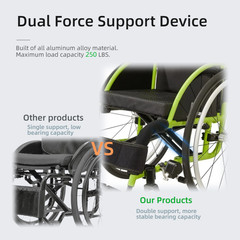 Aluminum Alloy Foldable Lightweight Wheelchair 24″ Quick Release Wheels Green