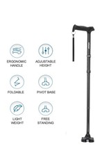 REHAND Walking Cane for Men & Women – Foldable, Adjustable, Black
