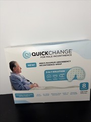 QuickChange Male Maximum Absorbency Incontinence Wrap, One-Size, 8 Count NEW