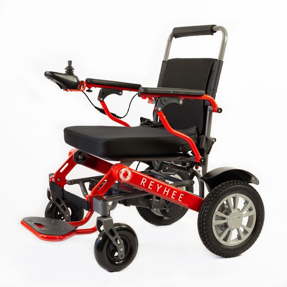 Folding Electric Wheelchair 300 lb Capacity In Home Warranty 15 mile Red