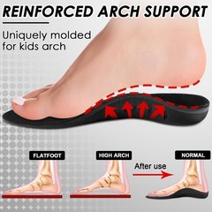 ROCKTAKIN Kids Arch Support Shoe Insoles Plantar Fasciitis Orthotic Inserts