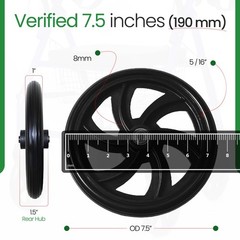 Healthline Walker Rollator Replacement Wheel – 7.5 Inch (Pack of 2), Black