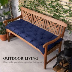Eoieov Outdoor Bench Cushions 40 in with Ties Waterproof 40″L*20″W*3″T, Khaki
