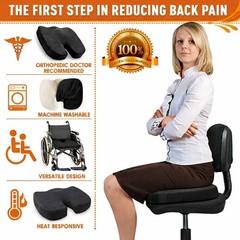 Portable Memory Foam Cushion with Anti-Slip Base for Coccyx & Sciatica Relief
