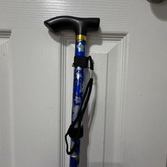 Adjustable Metal Folding Cane Green Floral Design, 33–37”, Lightweight Aluminu