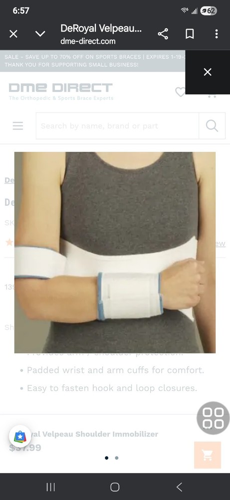 DeRoyal Elastic Shoulder Immobilizer (XXL) 9008-05 Medical Sling brand NEW