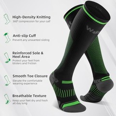 Compression Socks for Women Men 3 Pairs, XX-Large Black Green+woody,3 Pairs