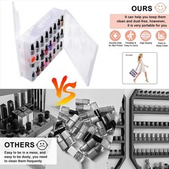 SUBAY 2x Portable Clear Double Sided Nail Polish Holder Organizer – 48 Bottles