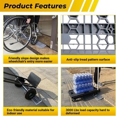 Modular Threshold Ramps for Doorways, 1″ Rise Wheelchairs Ramps for Home Indo…